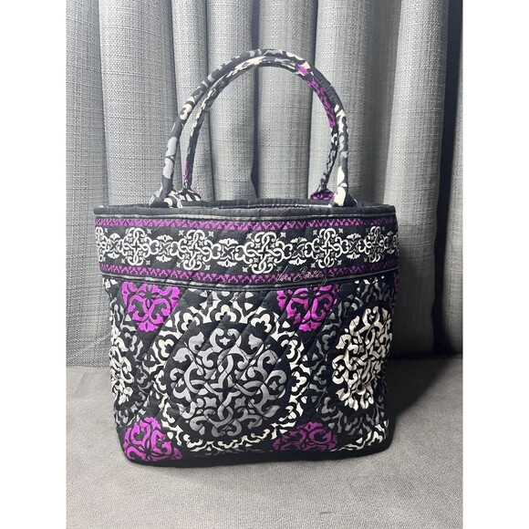 Vera Bradley Gray Pink Medium Shoulder Tote Bag Quilted Celtic Knot 10 X 12 Inch - Picture 1 of 12
